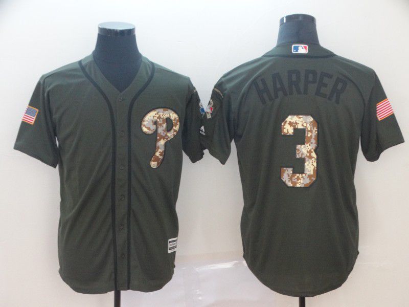 Men Philadelphia Phillies 3 Harper Green Game MLB Jerseys